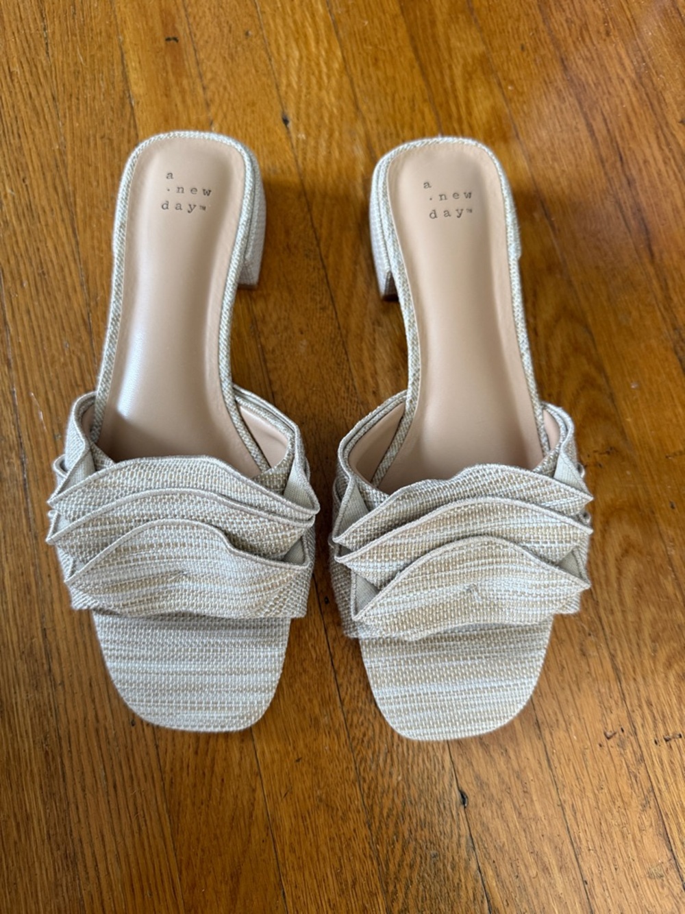 a new day Cream Ruffle Slide Mules